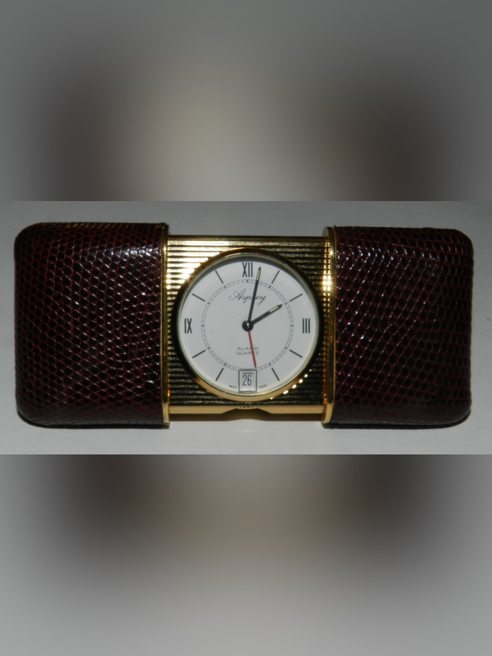Vintage Asprey Swiss Quartz Presentation Travel Clock